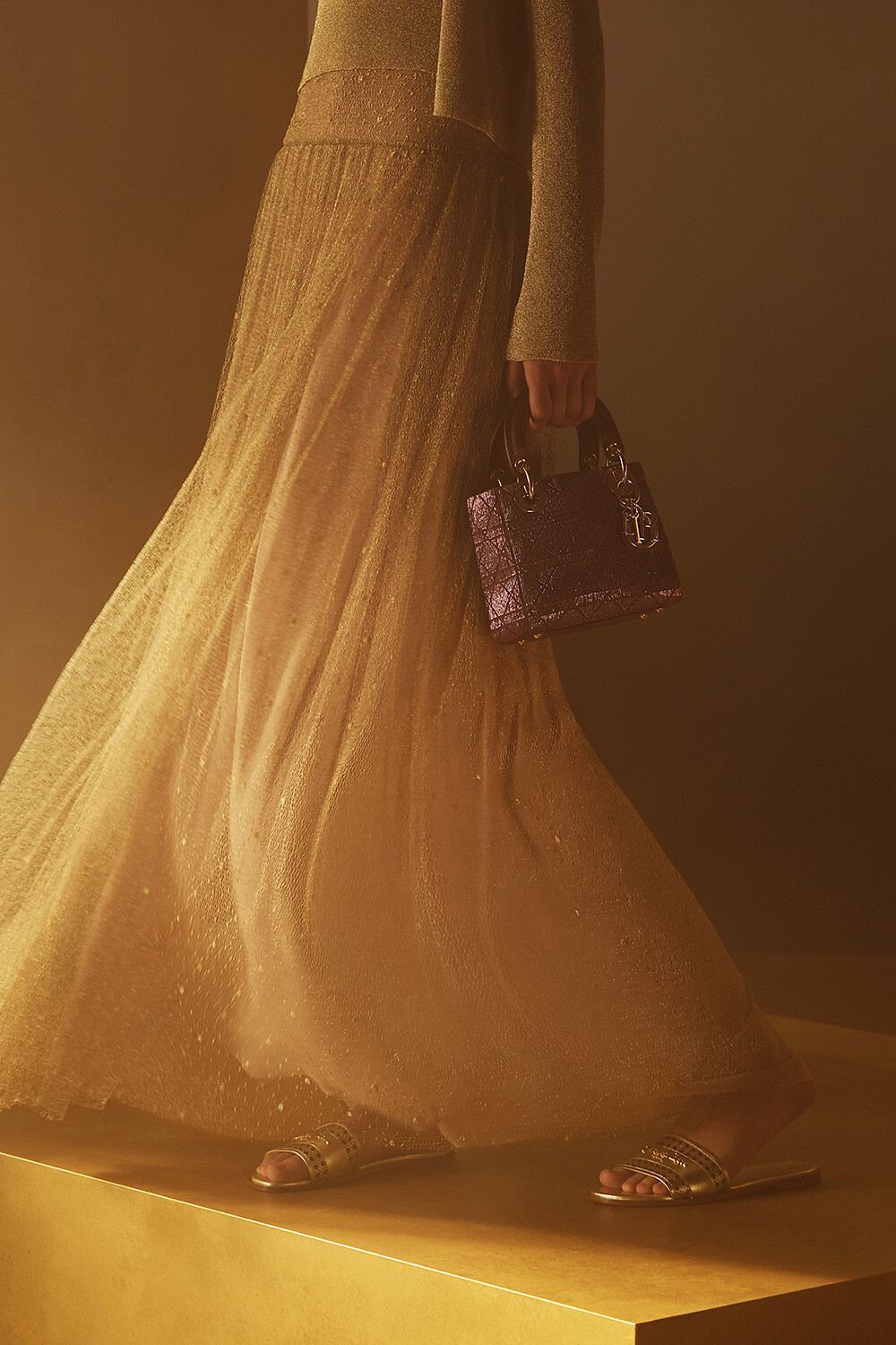 DIOR ドレス ピンク ライトブラウン クリスチャンディオール オフショル