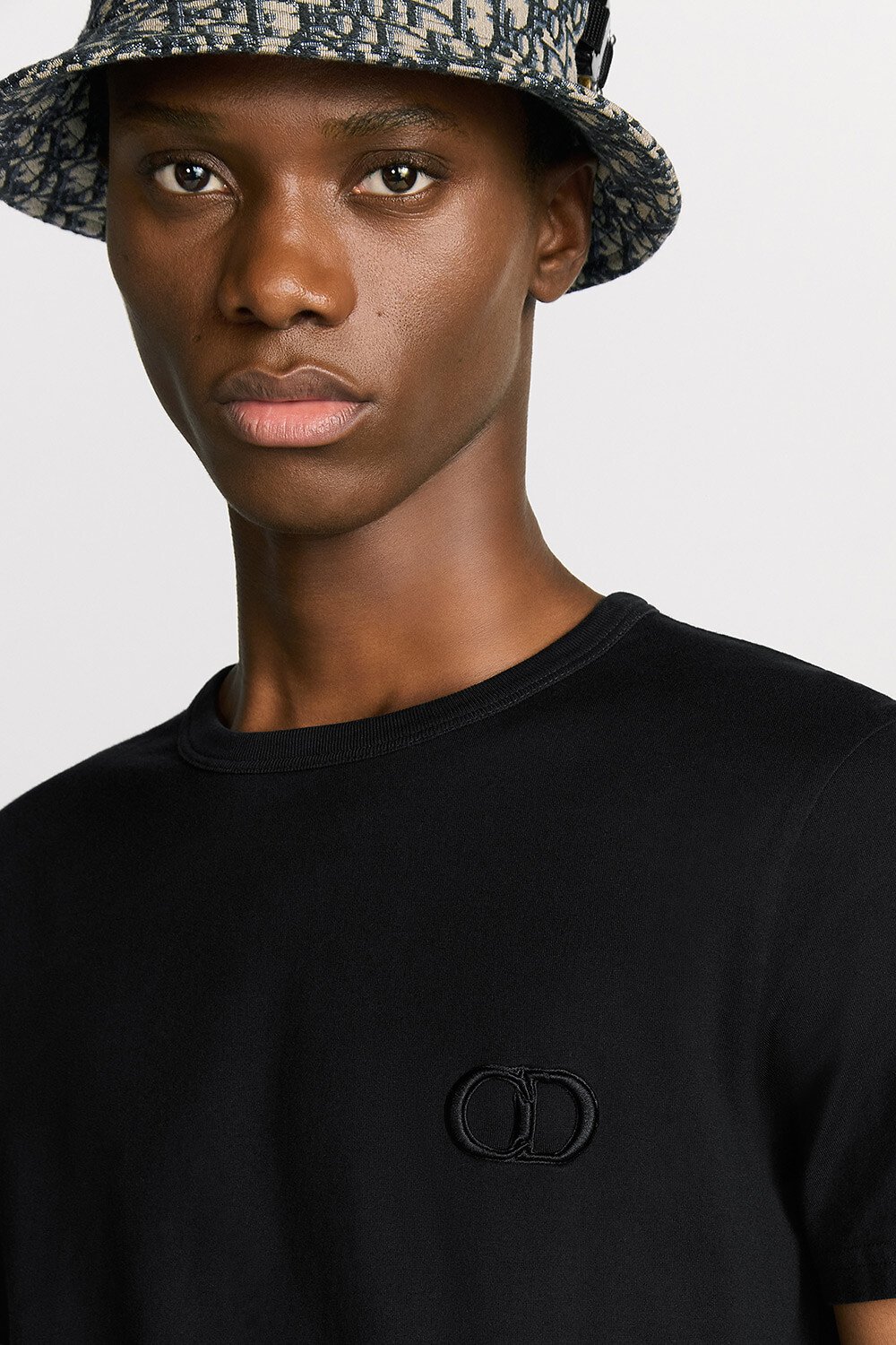 Regular-fit T-shirt met CD Icon-kenmerk Zwarte katoenjersey 