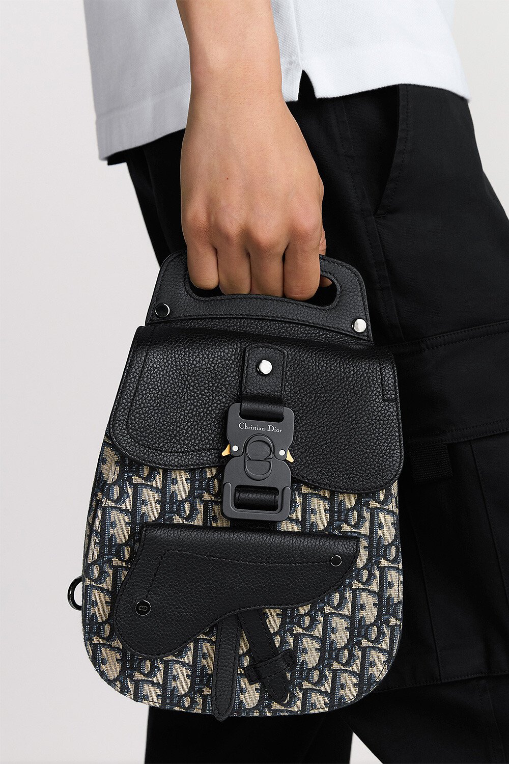 Mini Gallop Bag with Strap Black Grained Taurillon Leather