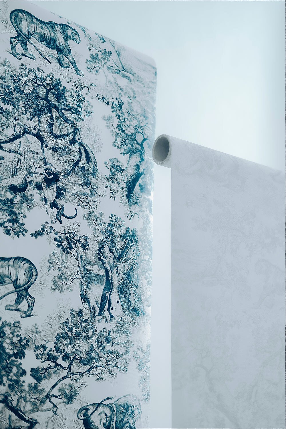 Decorative Wall Mural Toile de Jouy, Navy Blue 