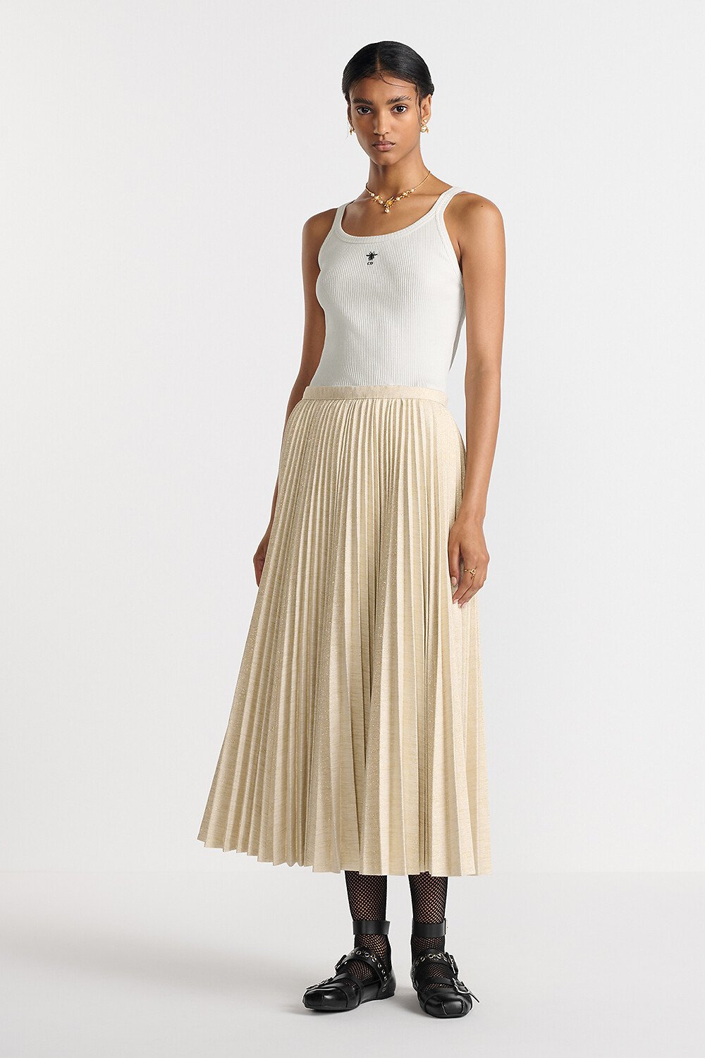 Midilange Dior Or-plooirok aria_woman_viewcode_e01