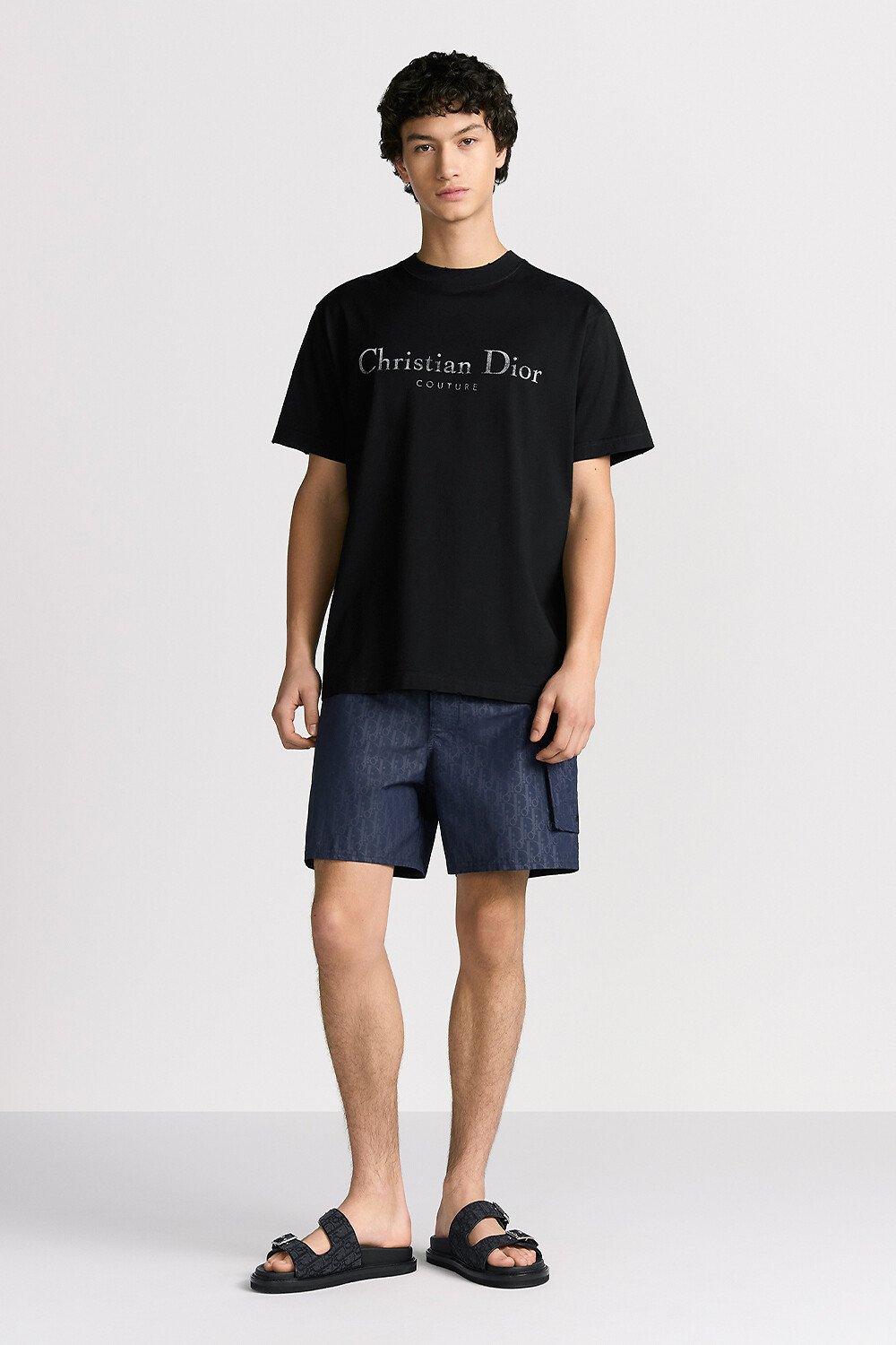 Christian Dior Couture T-Shirt, Relaxed Fit Black Distressed-Effect Cotton Jersey 