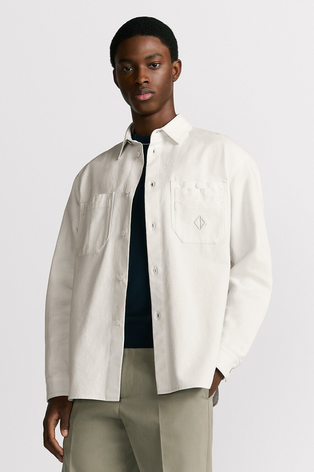 Camisa CD Diamond Twill de algodão branco 