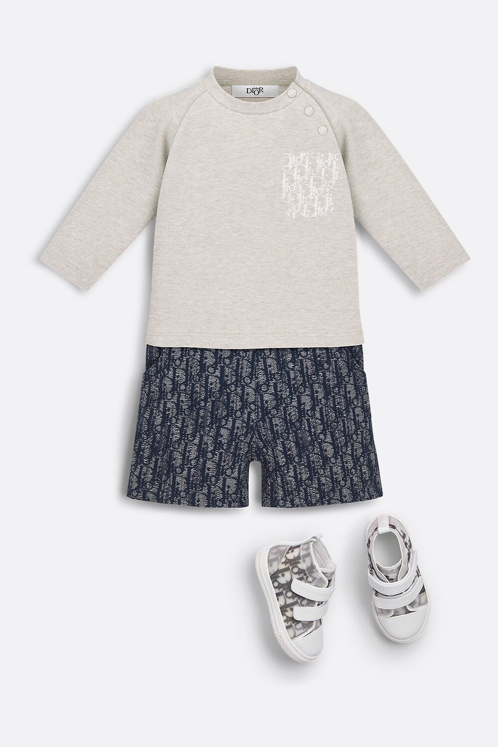 Baby Shorts Blue Dior Oblique Cotton Gabardine Jacquard with Distressed Effect 