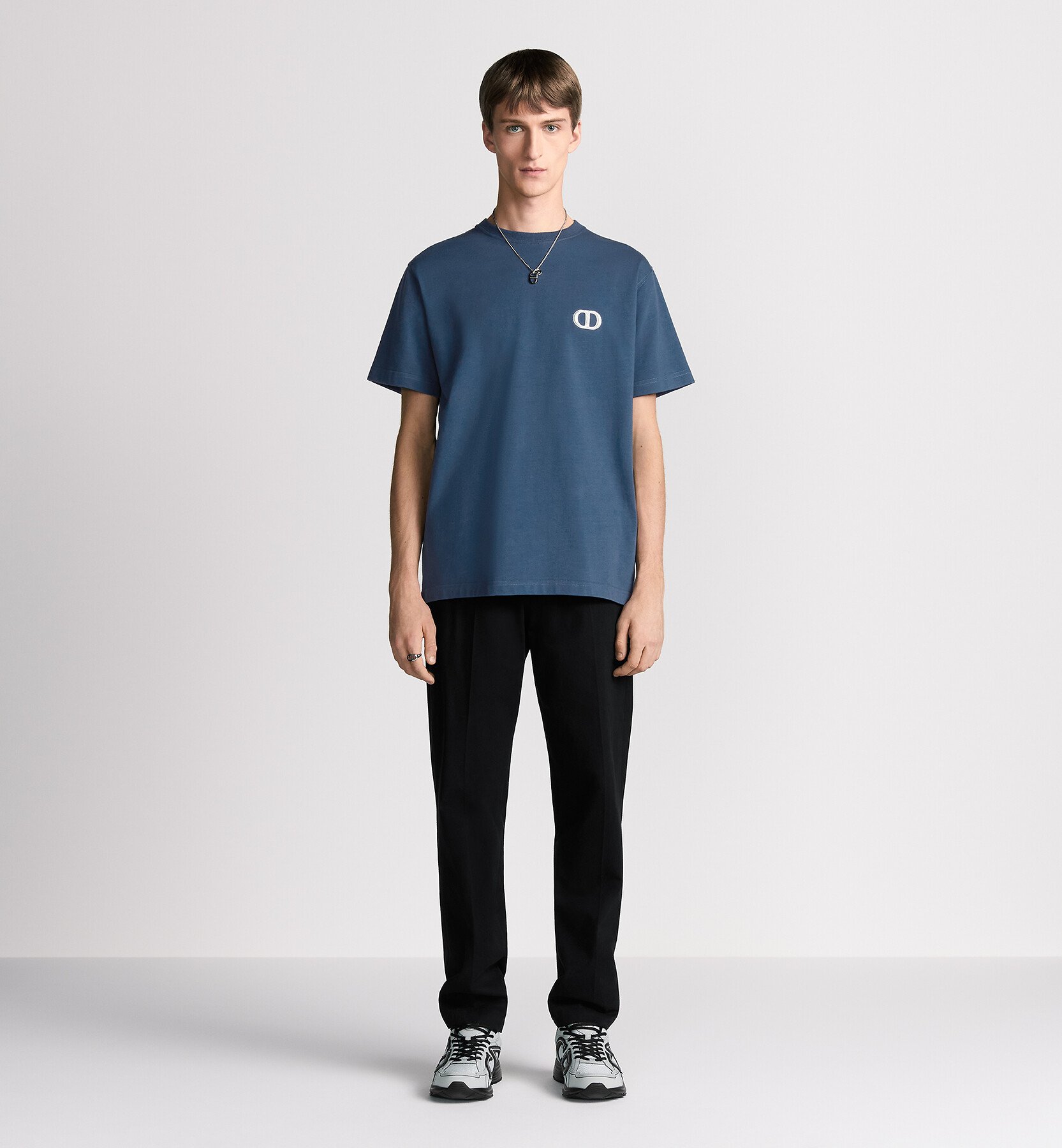 Relaxed-fit T-shirt met CD Icon Blauwe katoenjersey 