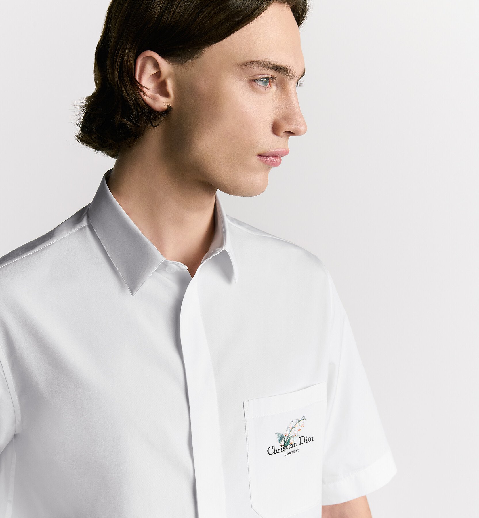Short-Sleeved Shirt with Christian Dior Couture Lily of the Valley Embroidery aria_man_viewcode_e01