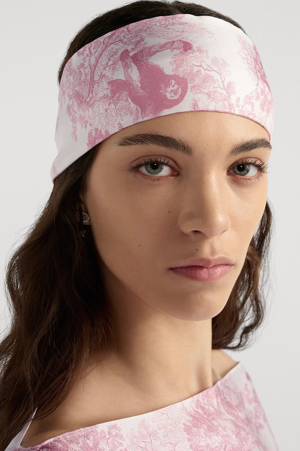 Dioriviera Maxi Toile de Jouy Sauvage Mitzah Scarf White and Candy Pink Silk Twill 