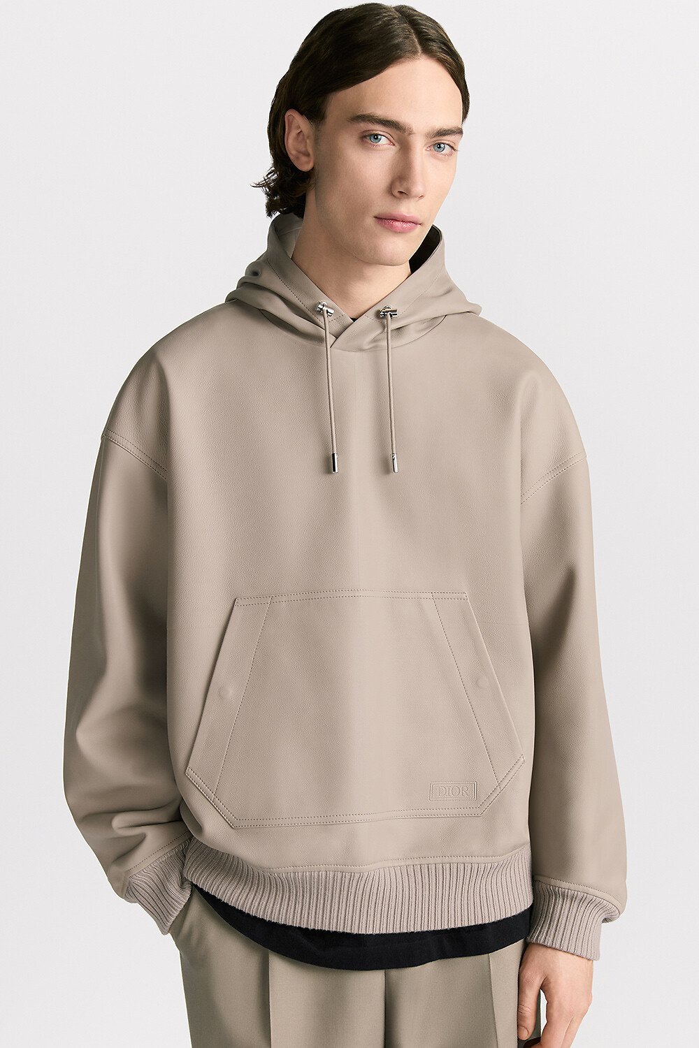 Dior Icons 连帽短夹克 米色光滑牛皮革 