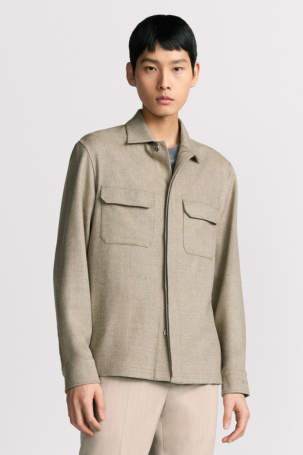 Dior Icons Overshirt Beige Virgin Wool and Cashmere Blend 