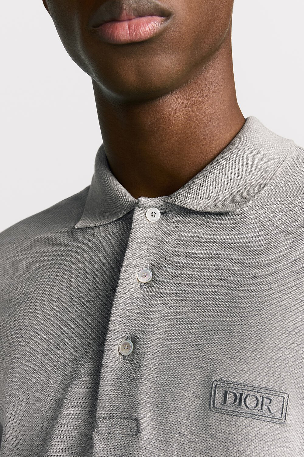 Dior Icons Polo 衫 灰色棉质混纺珠地布 