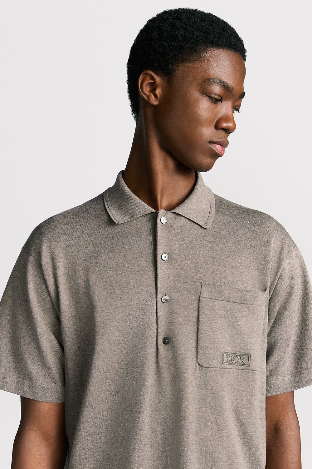 Dior Icons Polo 衫 米色棉质混纺平纹针织面料 