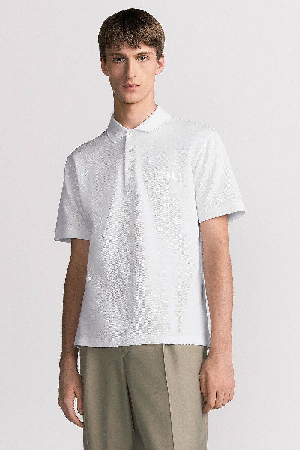 Dior Icons Polo 衫 白色棉质混纺珠地布 