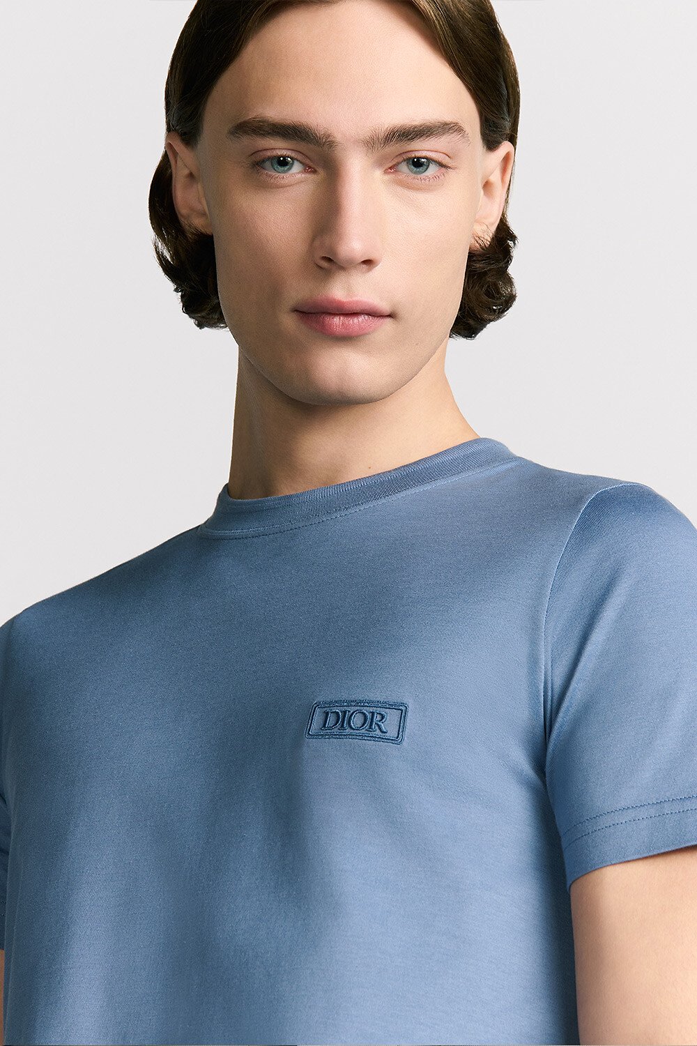 Dior Icons T-Shirt, Regular Fit Blue Sea Island Cotton Jersey 