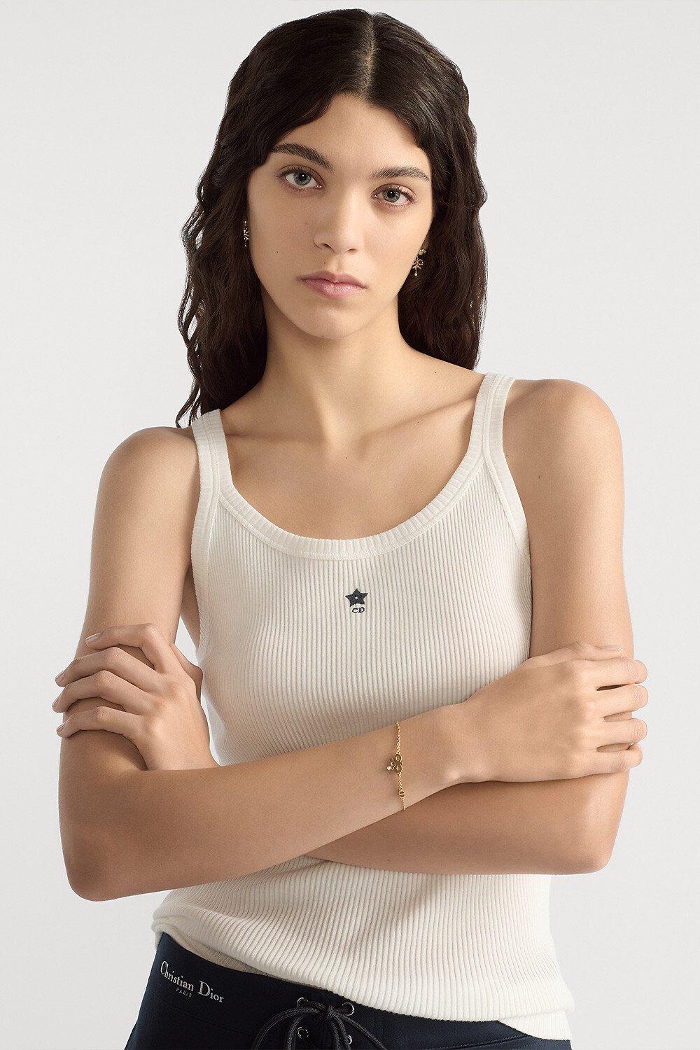 Dioriviera 背心 白色棱紋純棉平紋布 