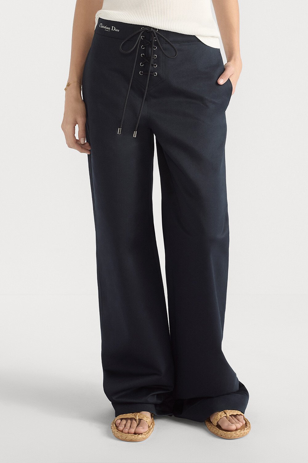 Dioriviera Flared Pants Deep Blue Cotton Gabardine 