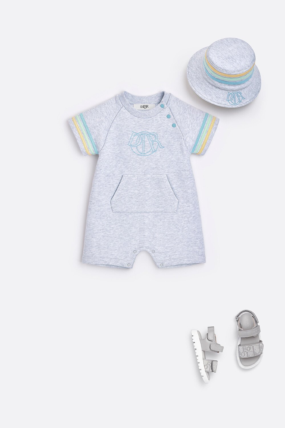 婴幼儿连体衣 灰色棉质起绒面料 