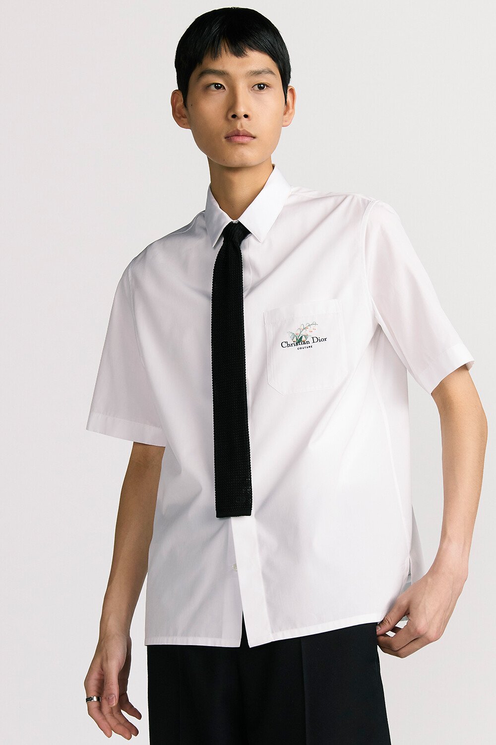 短袖衬衫 白色棉府绸 Christian Dior Couture 铃兰刺绣 