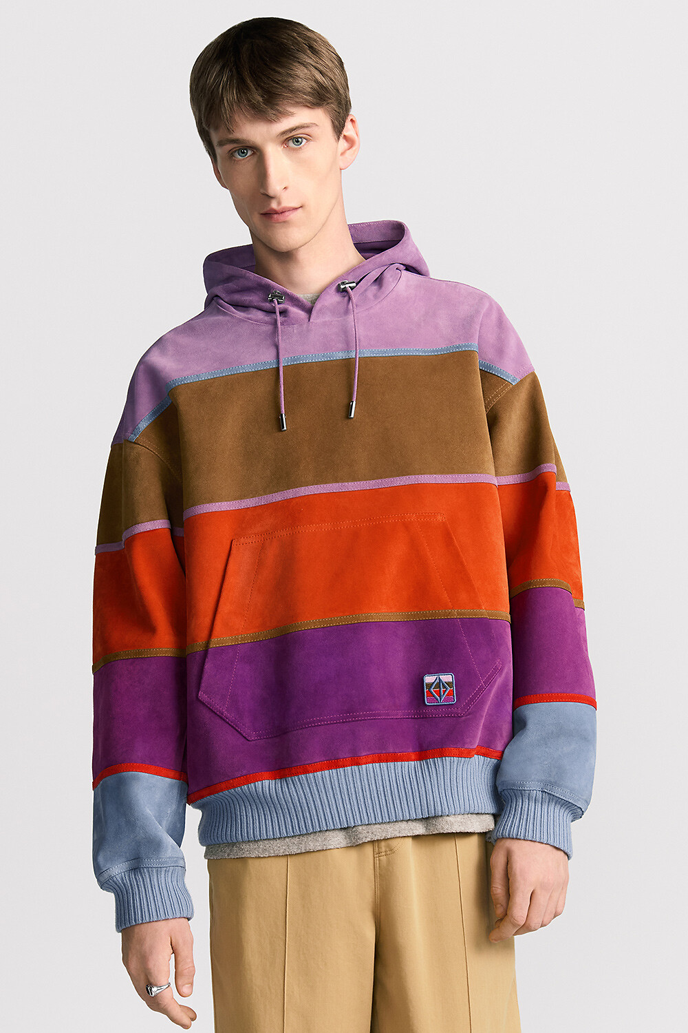 CD Diamond Hooded Blouson Jacket Multicolor Suede Calfskin 