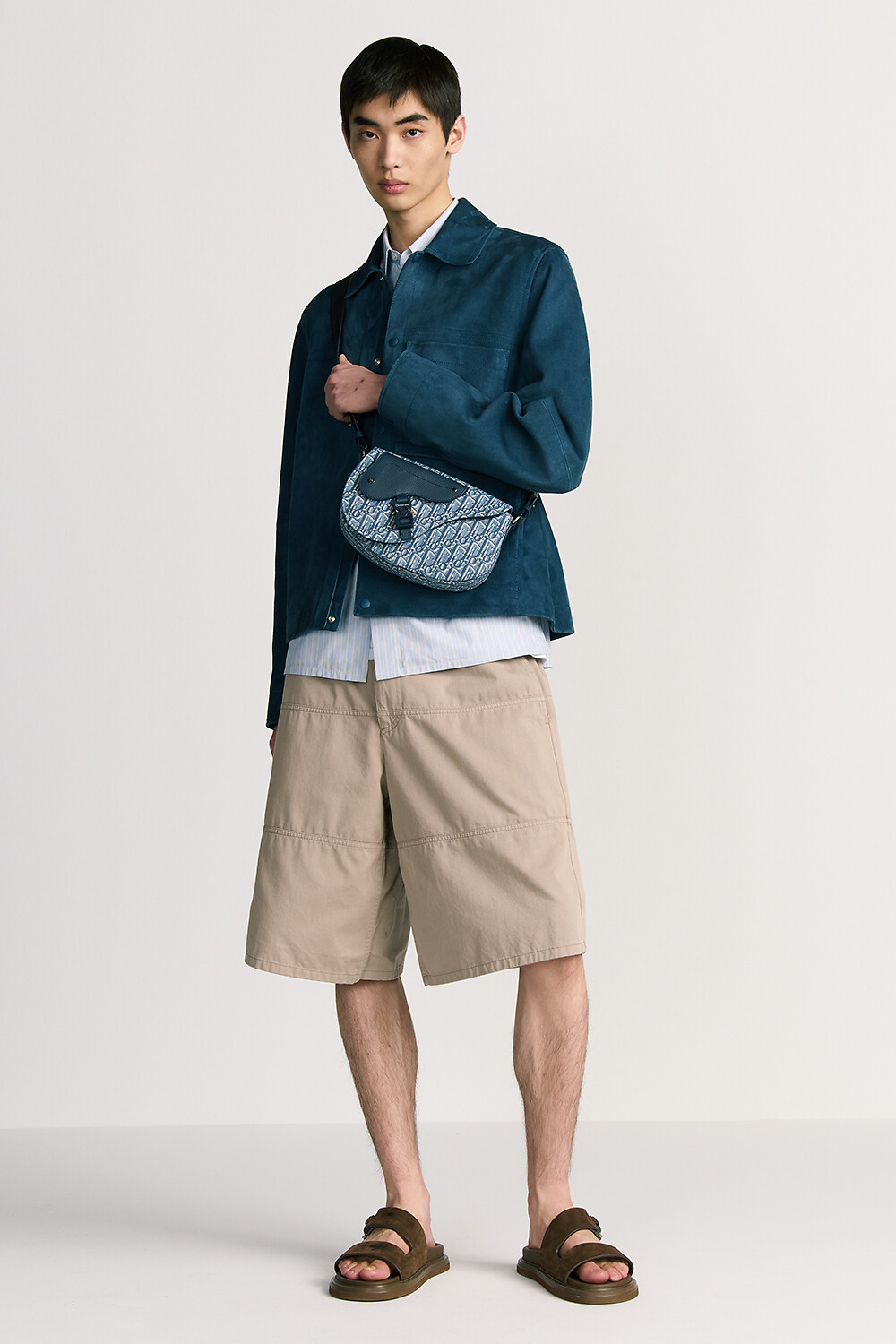 Saddle Messenger Bag Blue Dior Oblique Jacquard and Blue Grained Calfskin 
