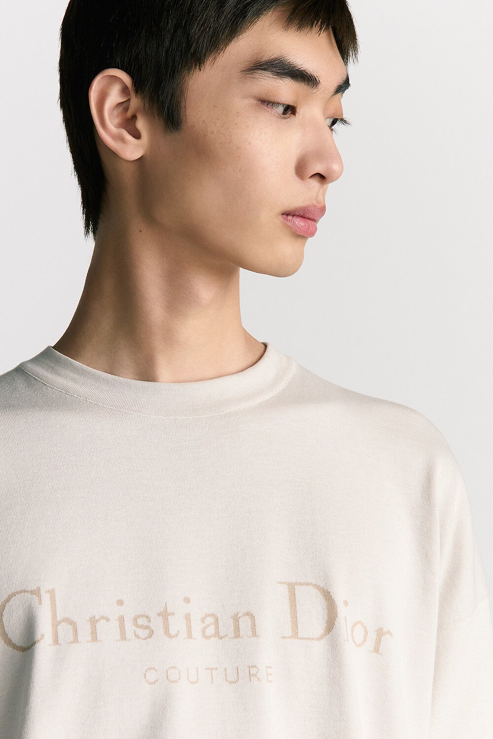 Christian Dior Couture T-Shirt, Relaxed Fit White Cotton Knit 