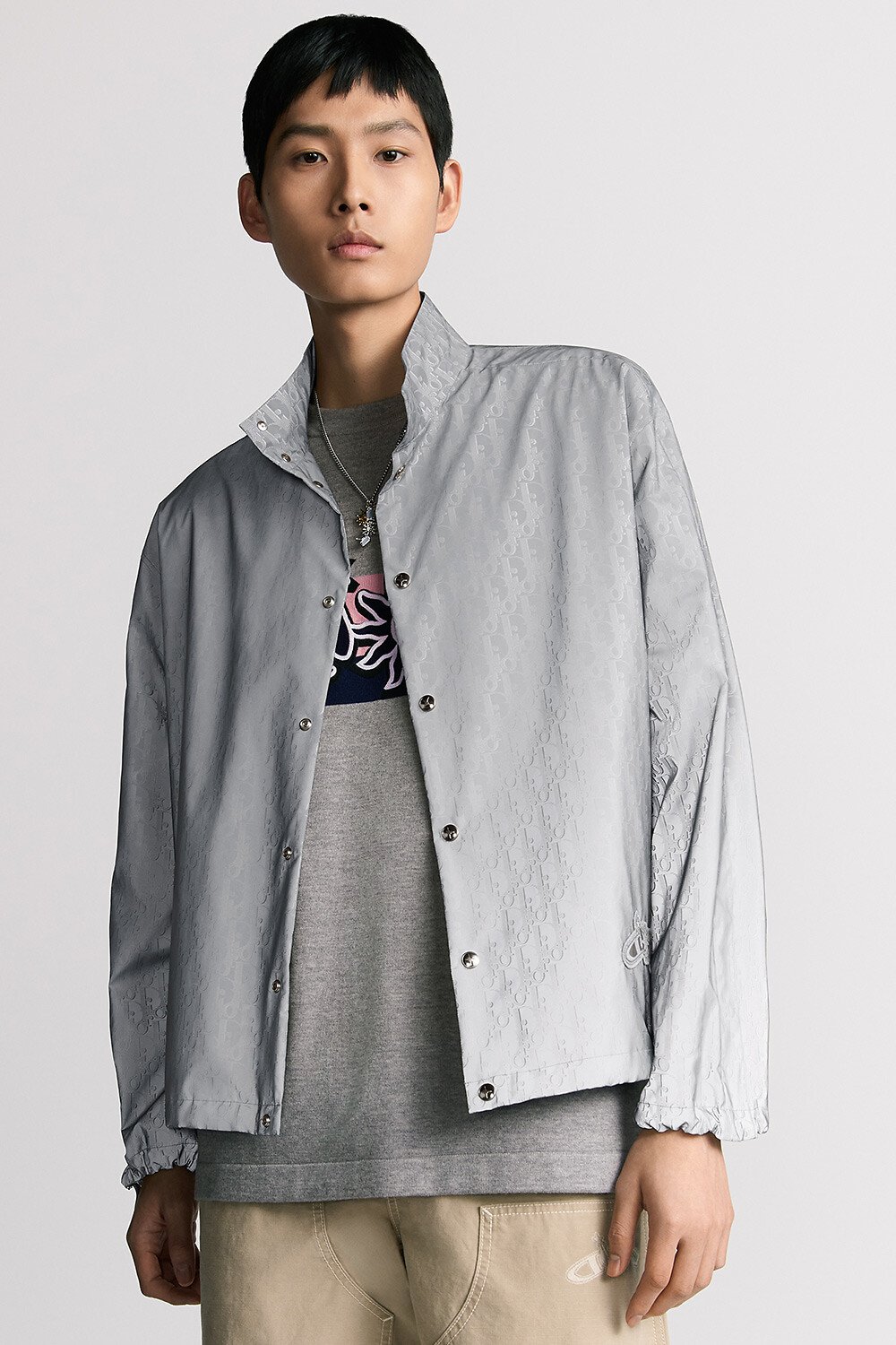DIOR AND LEWIS HAMILTON 超大版型衬衫 Oblique 印花反光锦纶 