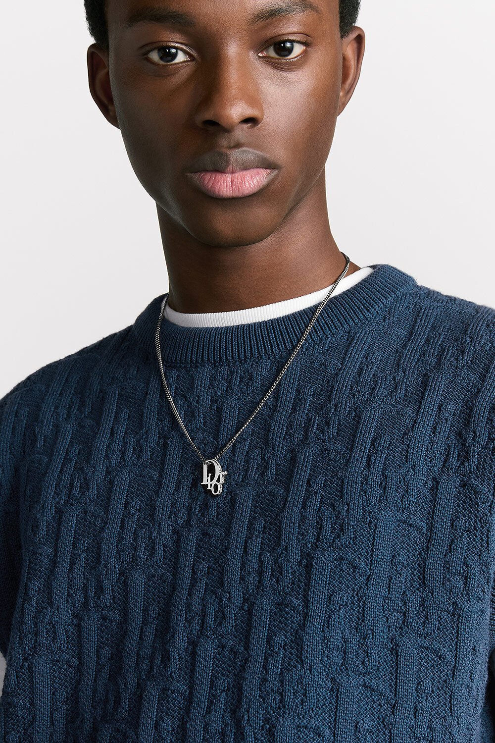 Dior Oblique Sweater Vest Blue Cotton-Blend Jacquard