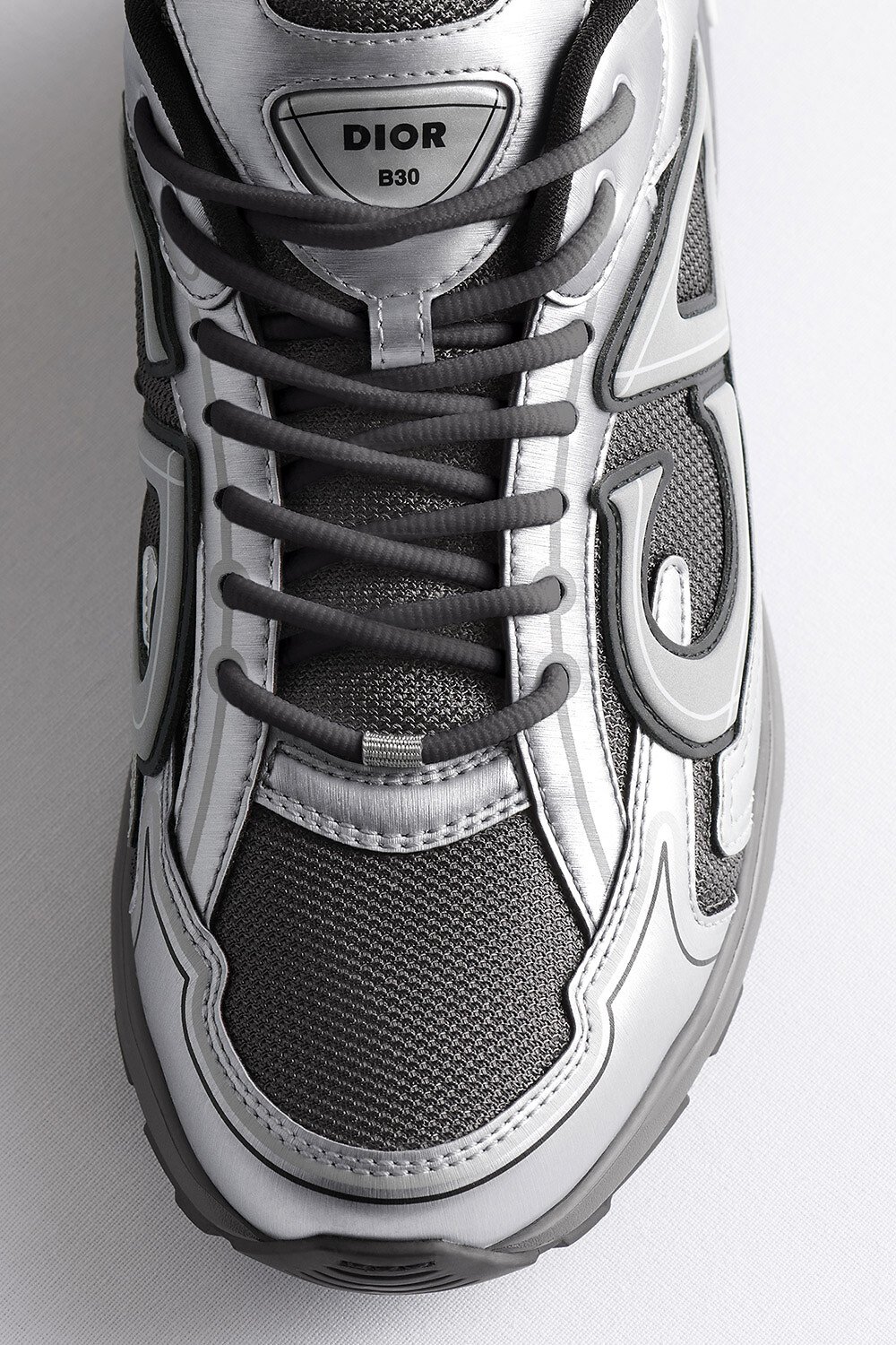 B30 Countdown Sneaker Deep Gray Technical Mesh and Silver-Tone Metallic Technical Fabric 