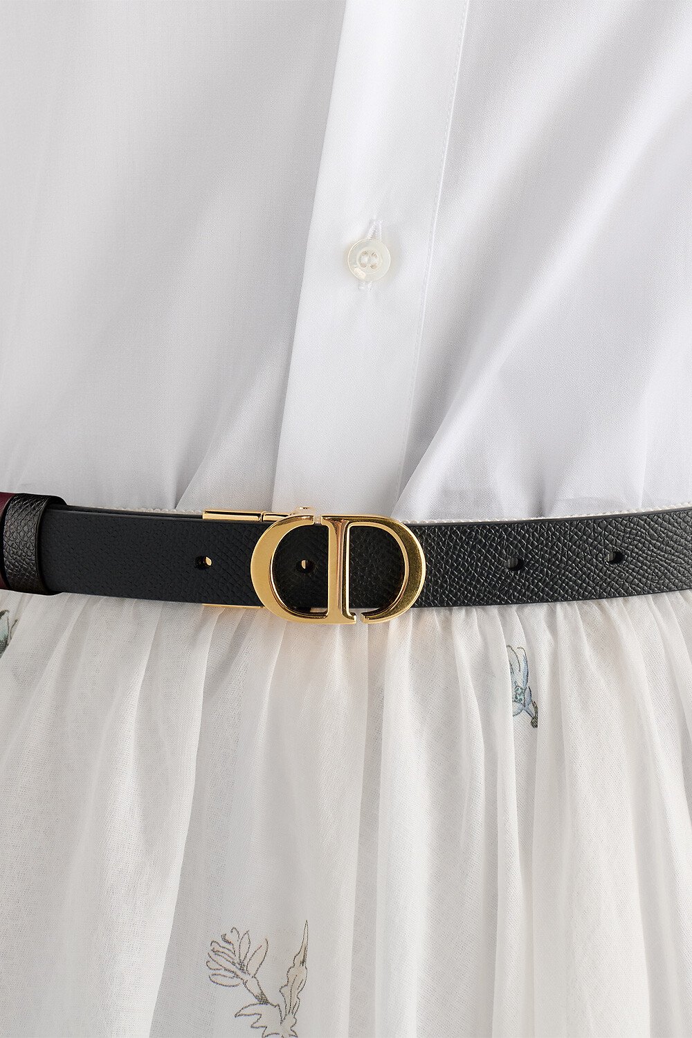 30 Montaigne 리버서블 벨트 블랙 그레인 송아지 가죽 & 버건디 스무스 송아지 가죽 20mm 