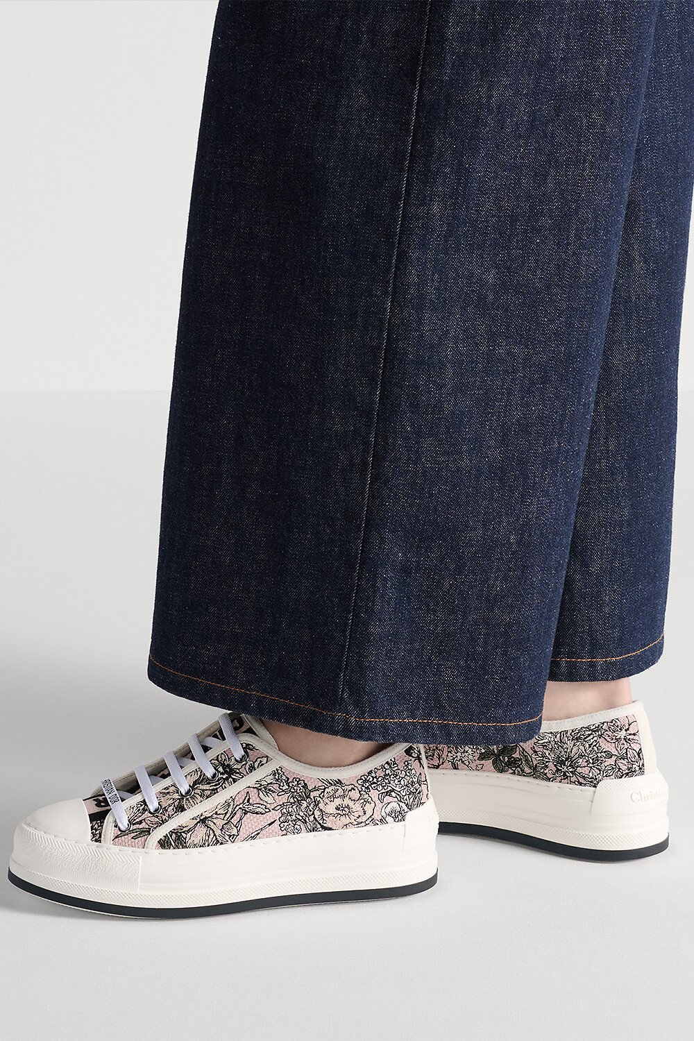 Dior Lucky Walk'n'Dior Platform Sneaker Rose des Vents Pink Flowers Calendar Allover Embroidered Cotton 