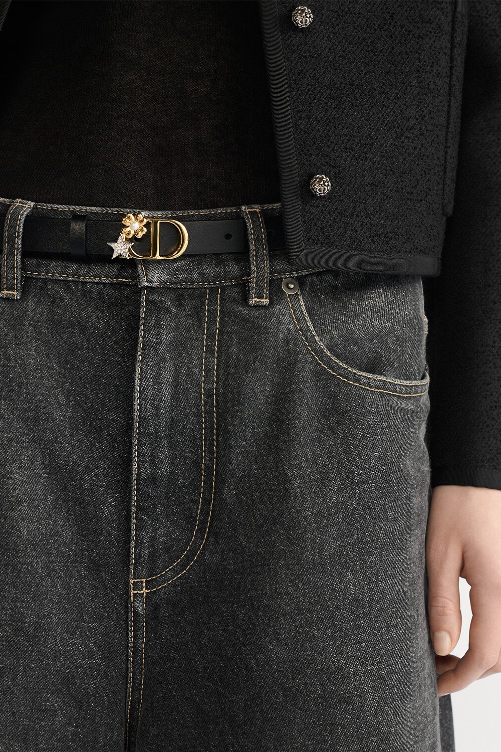 30 Montaigne Lucky Charms Belt Black Smooth Calfskin, 18 MM 