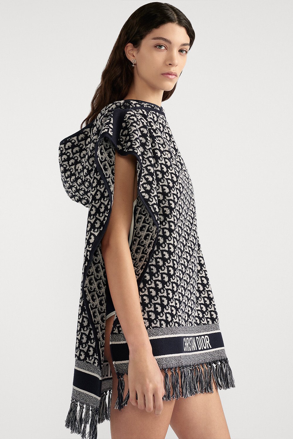 Dior Oblique Hooded Poncho Navy Blue Cotton 
