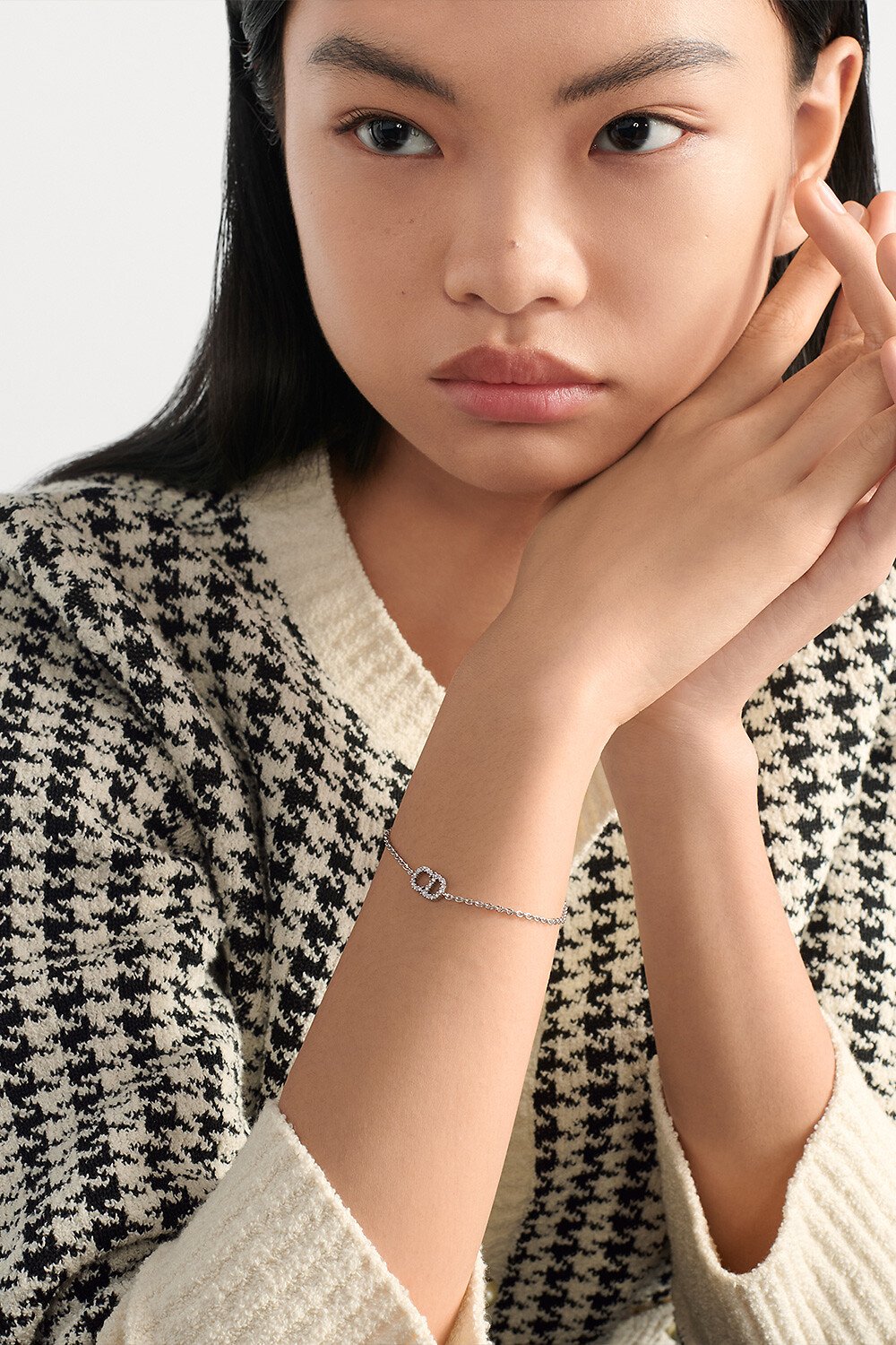 Clair D Lune Bracelet Silver-Finish Metal and White Crystals