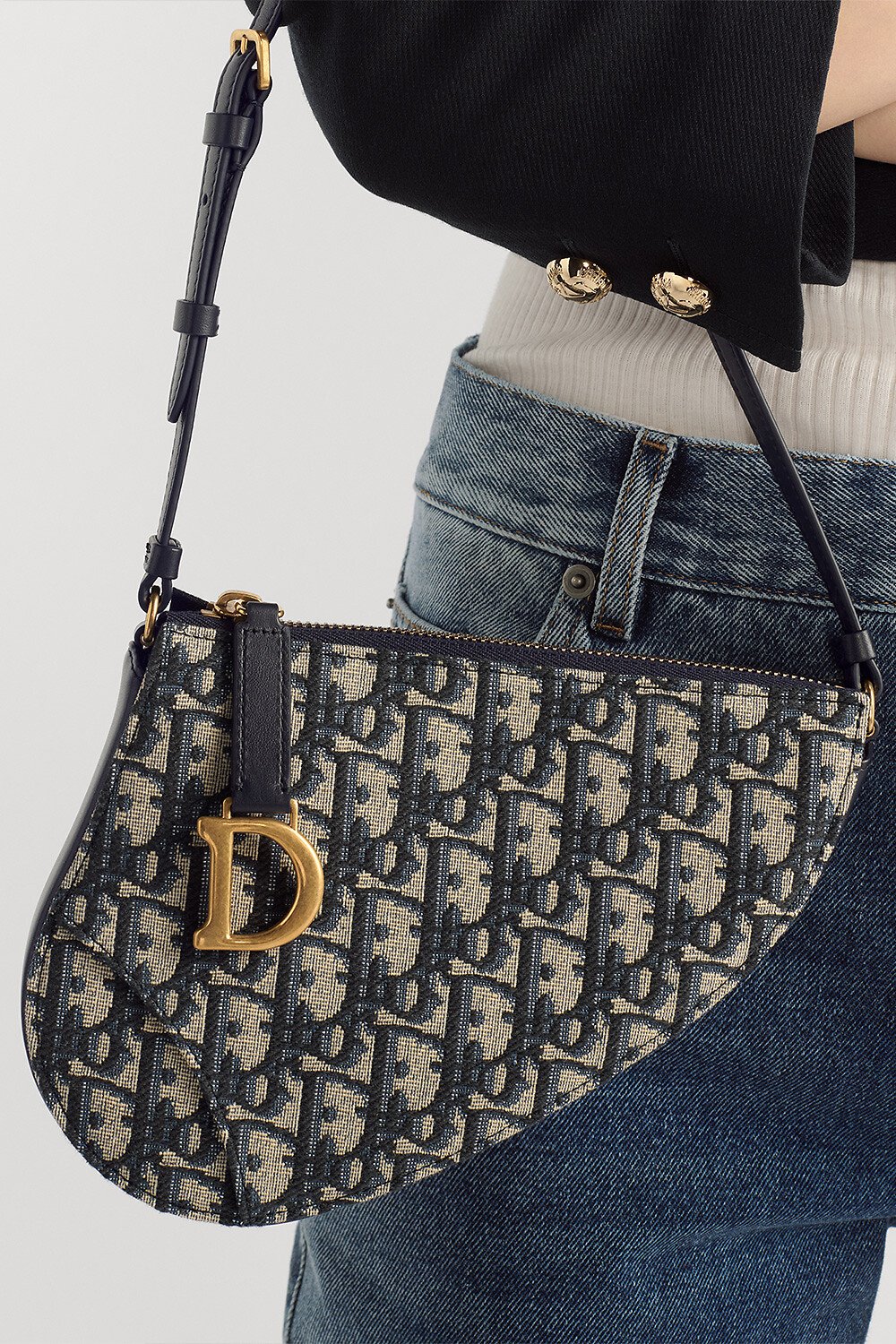 Saddle Rodeo Pouch Blue Dior Oblique Jacquard 