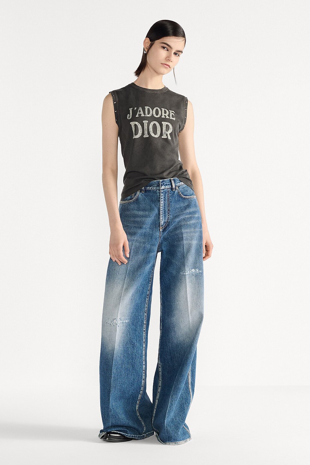 背心 灰色棉质平纹针织面料 J'Adore Dior 字样 