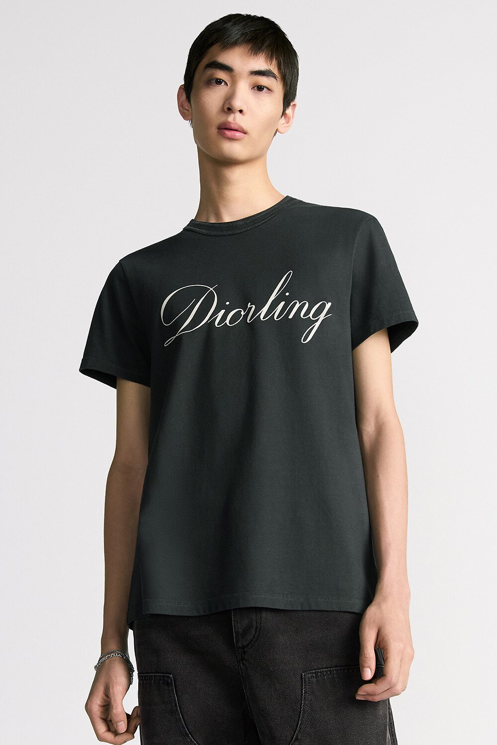 Diorling T-Shirt, Regular Fit Baumwolljersey in Grau 
