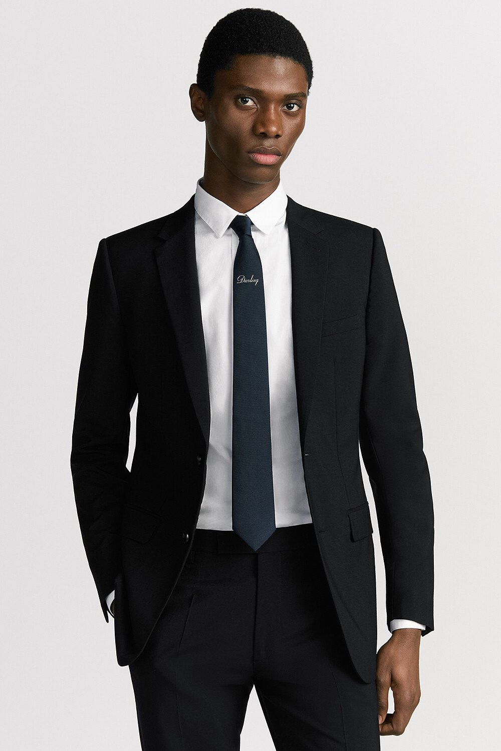 Diorling Tie Navy Blue Silk