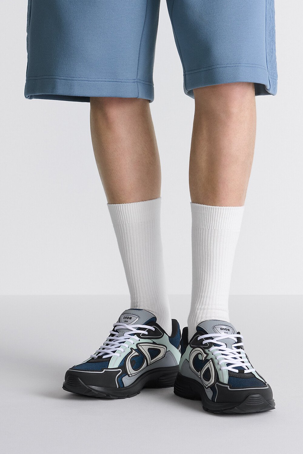 B30 Countdown Sneaker Blue Technical Mesh with Mint Green, Black and Gray Technical Fabric 