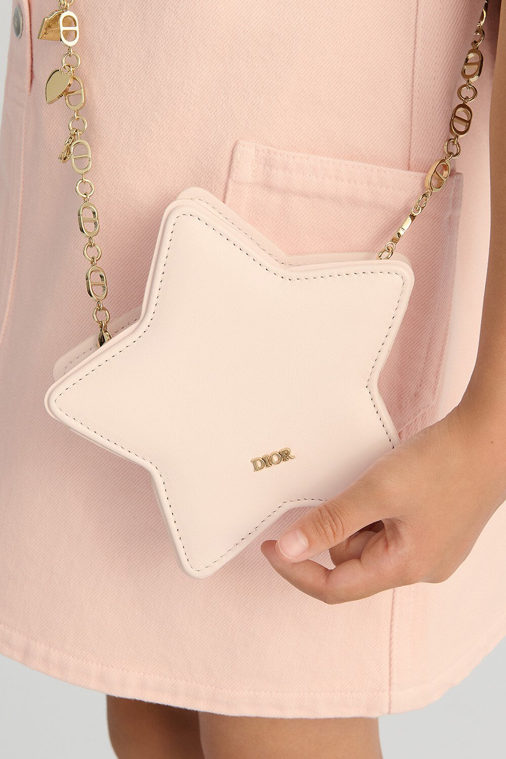 Mini sac étoile enfant Cuir d'agneau rose pâle 