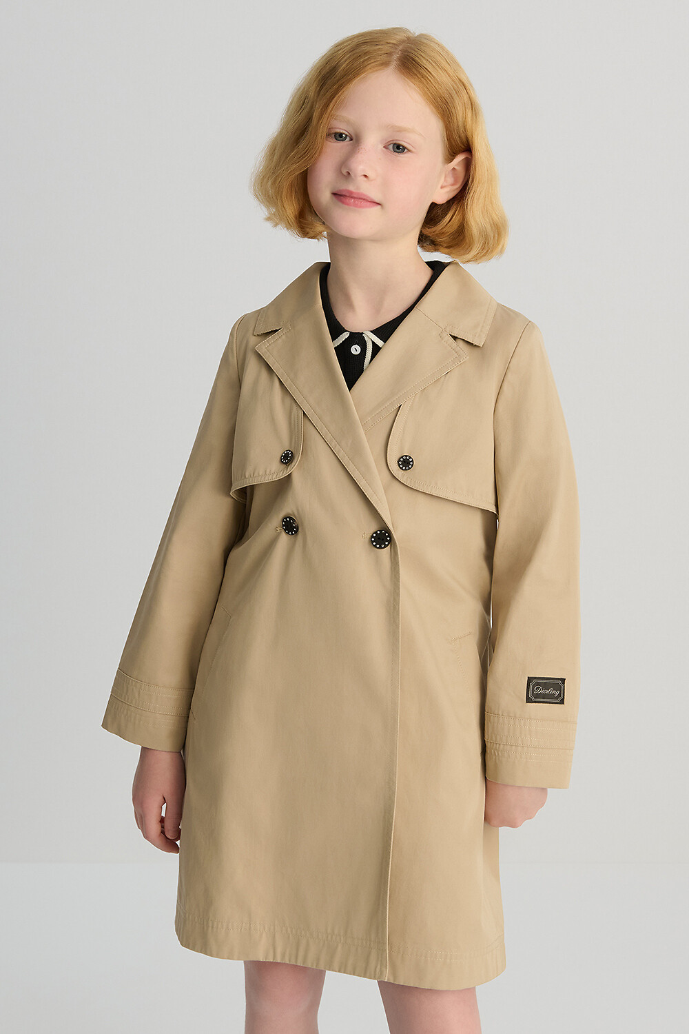 Kids' Trench Coat Beige Cotton Gabardine 