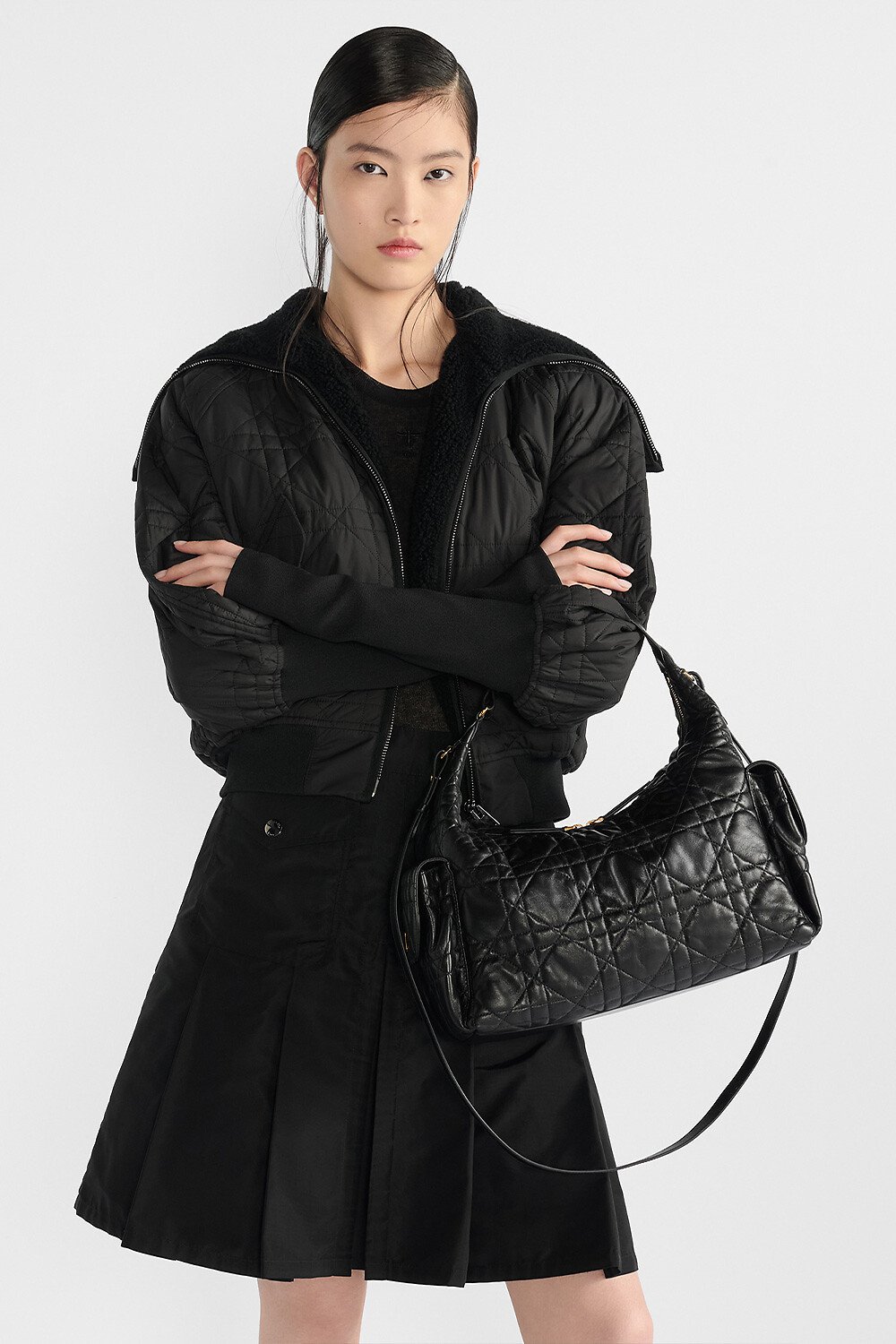 D-Dream 라지 백 블랙 매크로까나쥬 양가죽 