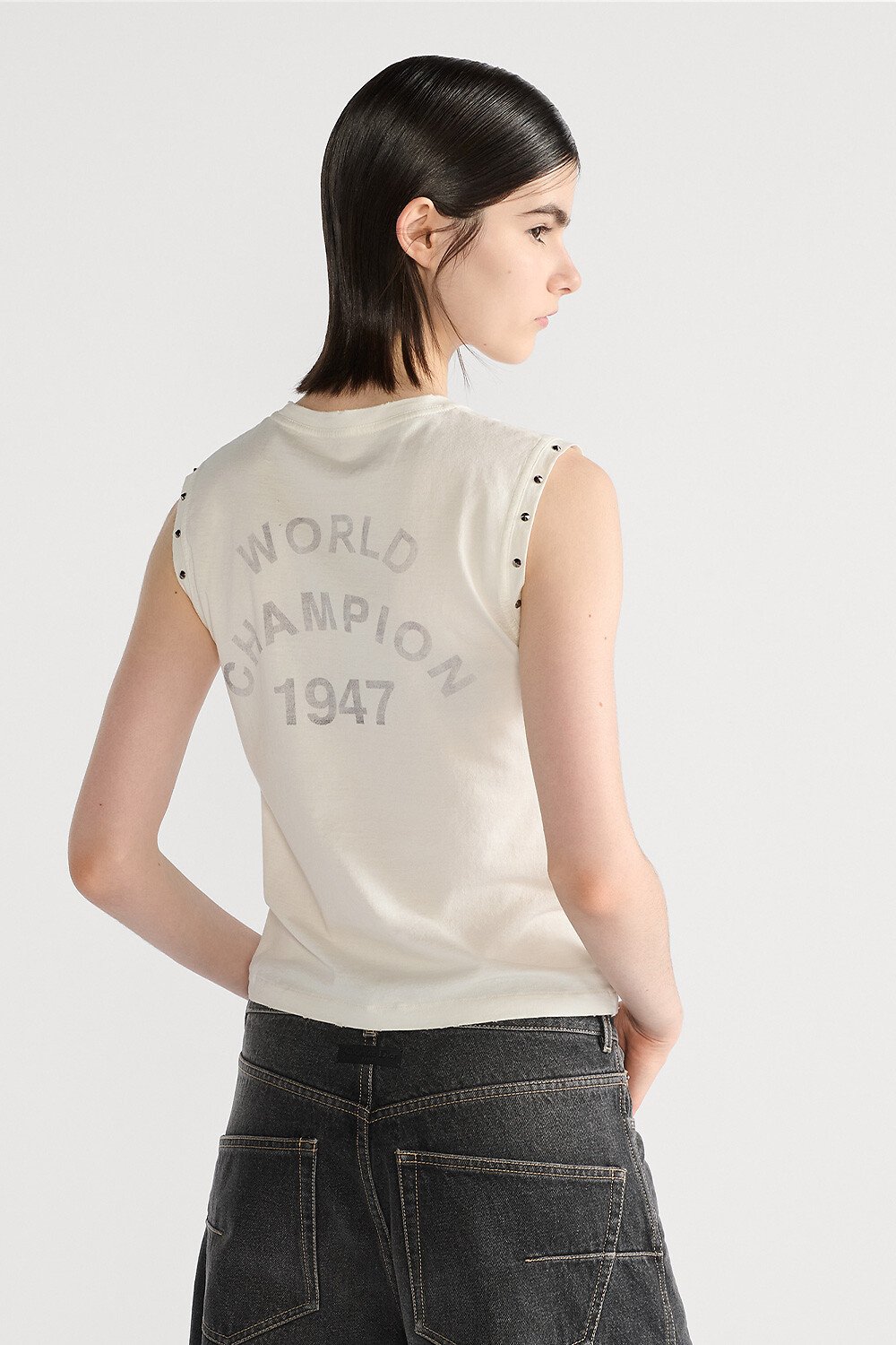 背心 白色棉质平纹针织面料 J'Adore Dior 字样 