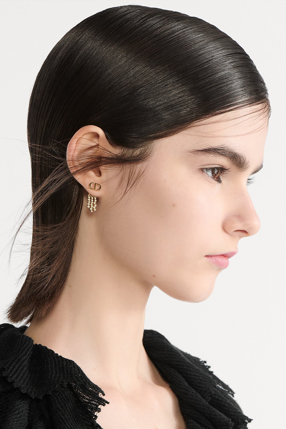 Petit CD 耳环 金色饰面金属和银色调晶体装饰 