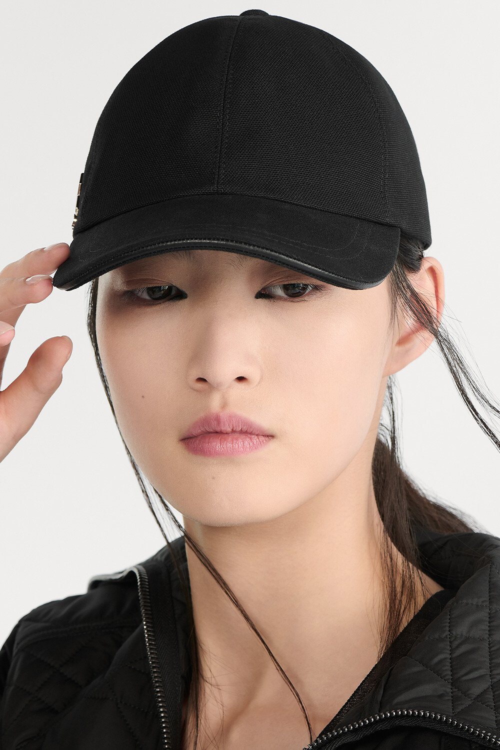 D-Player 캡 블랙 코튼 캔버스 