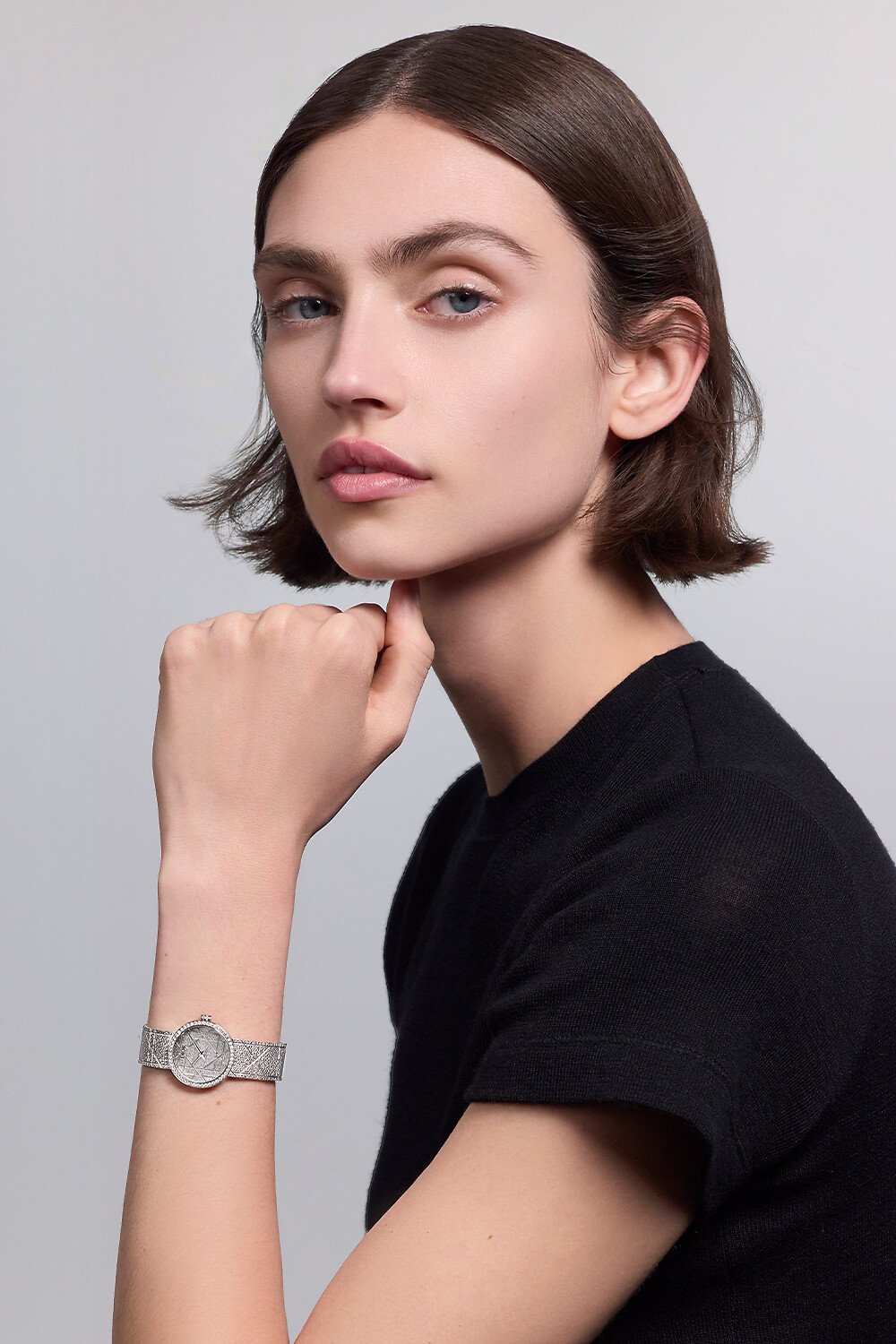 La D My Dior 腕表 直径 25 毫米，钢和钻石 