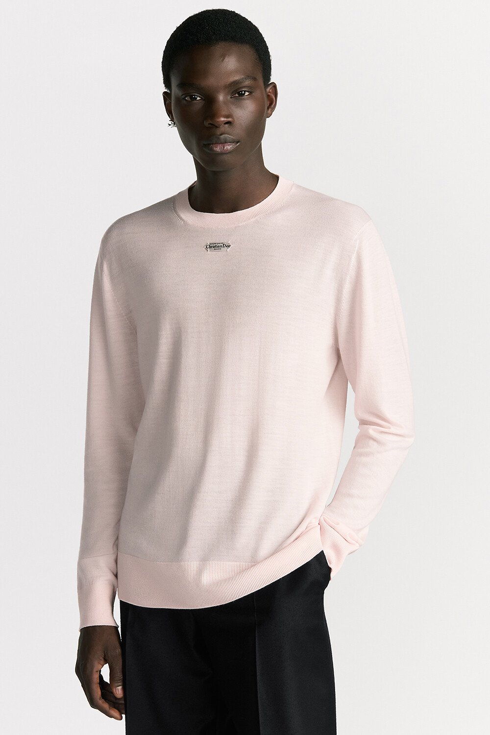 针织衫 粉色绵羊毛平纹针织面料 Christian Dior Paris 标签 