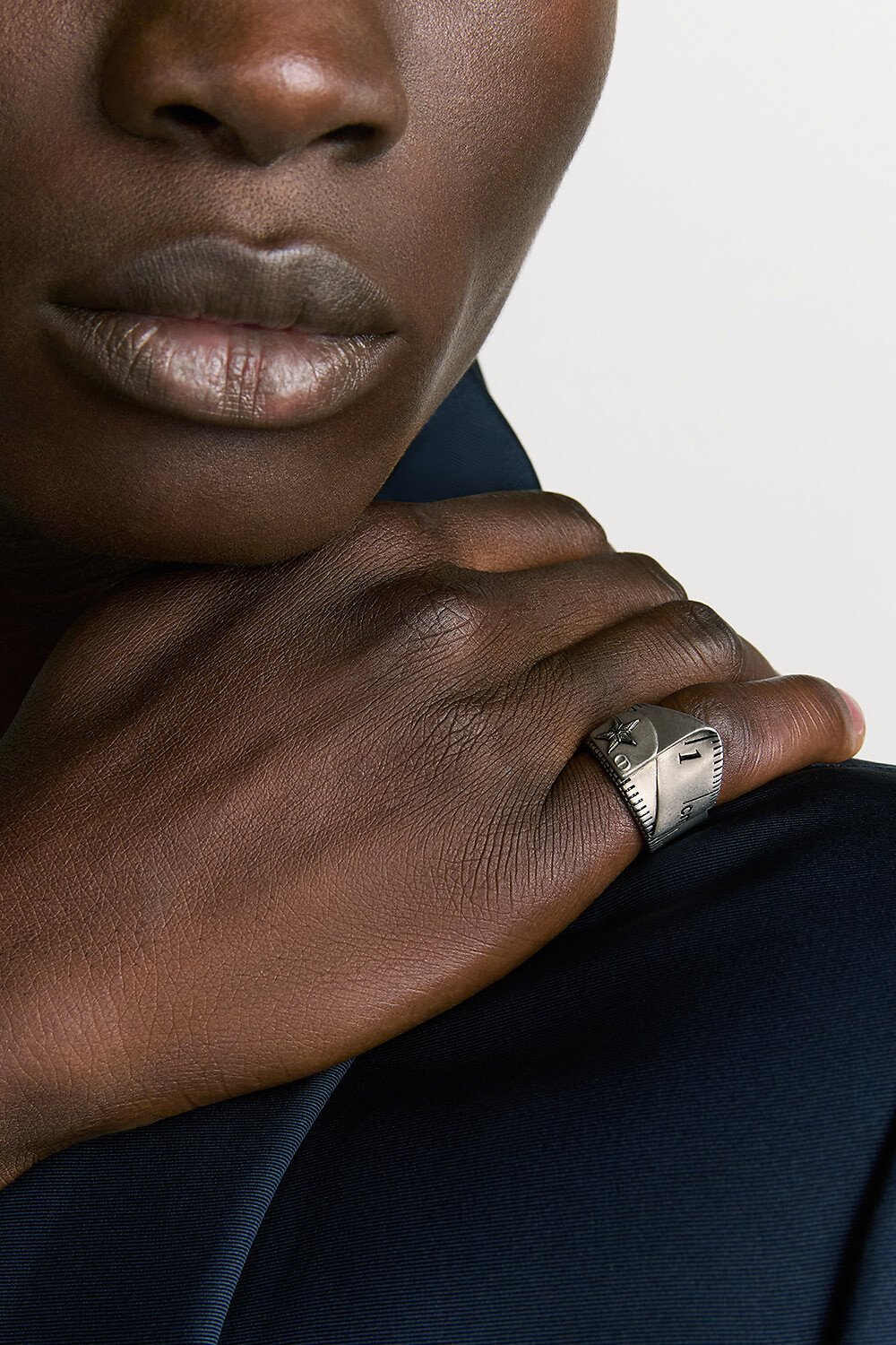 Dior Black Star Ring Silver and Black Resin 