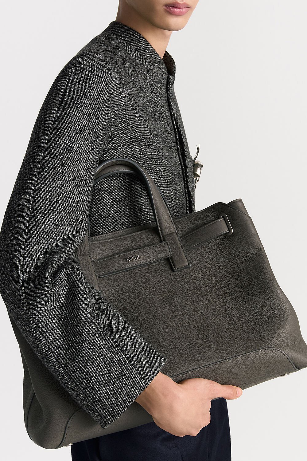 中号 Dior Normandie 手袋 灰色 Dior Icons 牛皮革 