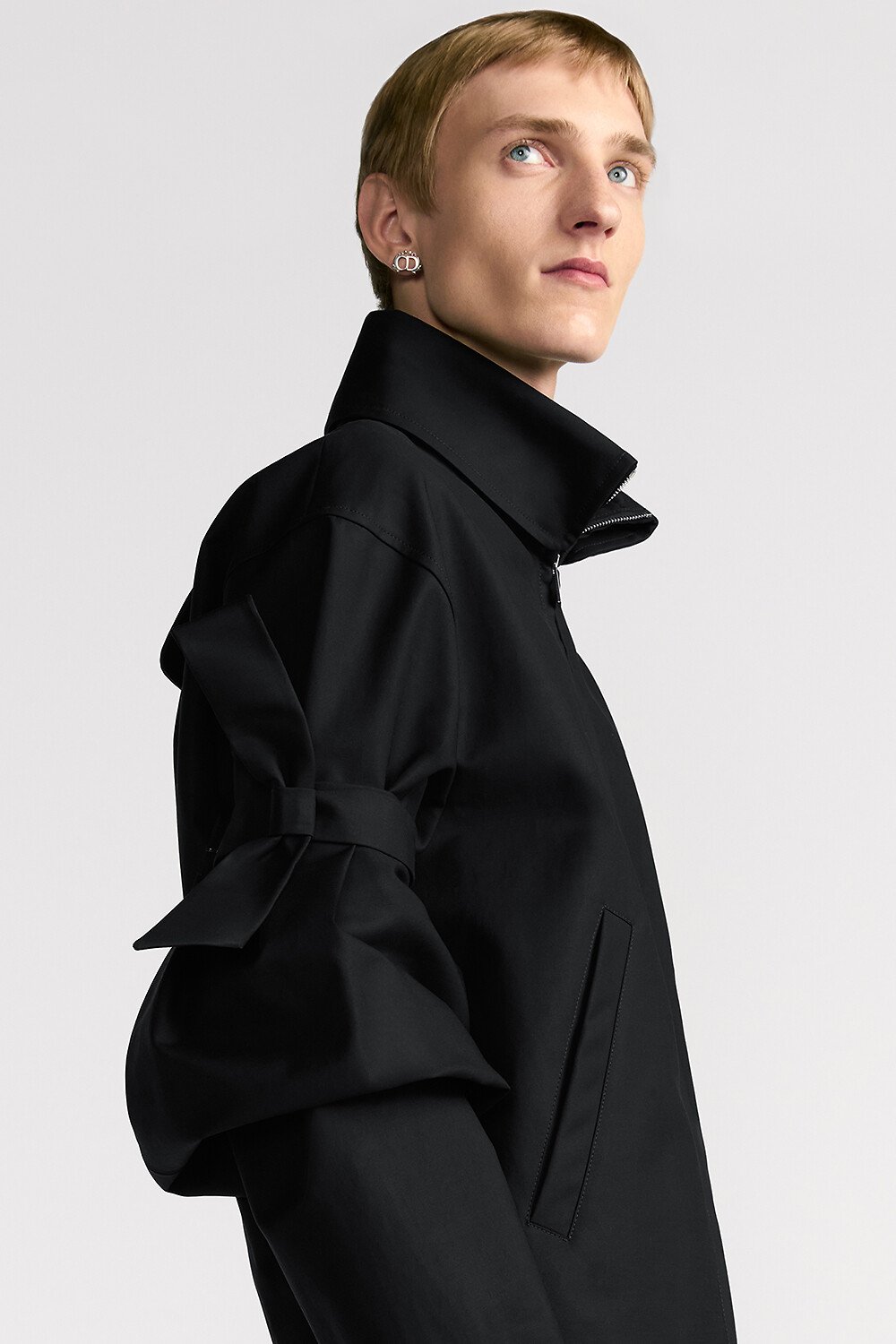 短夹克 黑色双面棉质混纺缎面 Christian Dior Couture 刺绣 