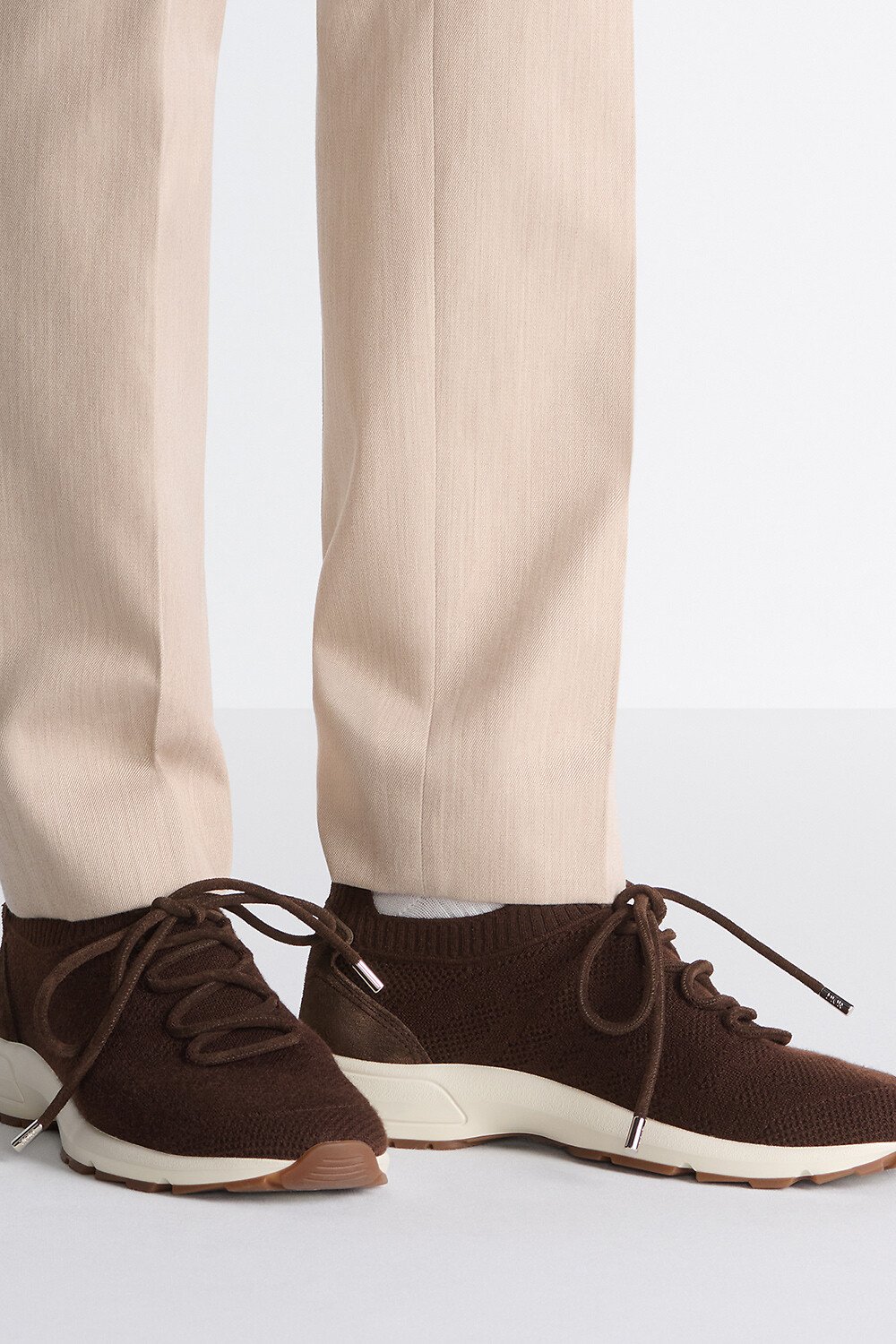 B80 Lounge Sneaker Brown Cannage Cashmere, Wool and Silk Knit with Brown Suede 