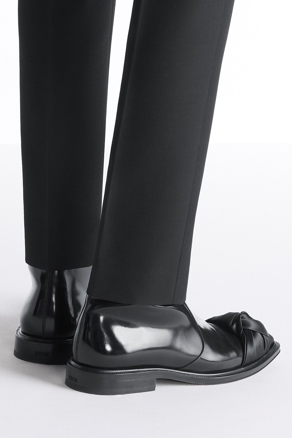 Mocassin Dior Palmarès Cuir de veau glacé noir et satin noir